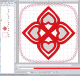 ITH Digital Embroidery Pattern for 4 Double Heart Coaster, 4X4 Hoop