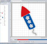 ITH Digital Embroidery Pattern for 4th July Rocket 2 Bookmark, 4X4 Hoop