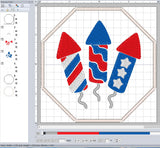 ITH Digital Embroidery Pattern for 4th of July Rockets Coaster, 4X4 Hoop