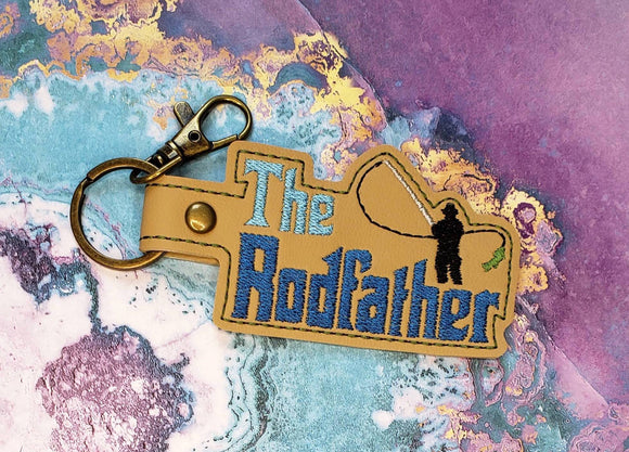 ITH Digital Embroidery Pattern for The Rodfather Snap Tab / Keychain, 4X4 Hoop
