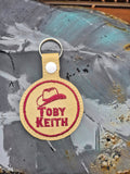 ITH Digital Embroidery Pattern for Toby Keith Snap Tab / Keychain, 4X4 Hoop
