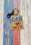 ITH Digital Embroidery Pattern for DAD MVP Football Snap Tab / Keychain, 4X4 Hoop