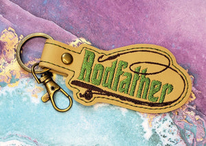 ITH Digital Embroidery Pattern for Rodfather Pole Snap Tab / Keychain, 4X4 Hoop