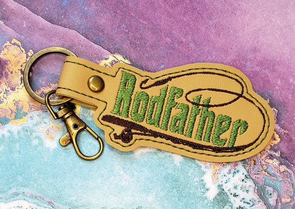 ITH Digital Embroidery Pattern for Rodfather Pole Snap Tab / Keychain, 4X4 Hoop