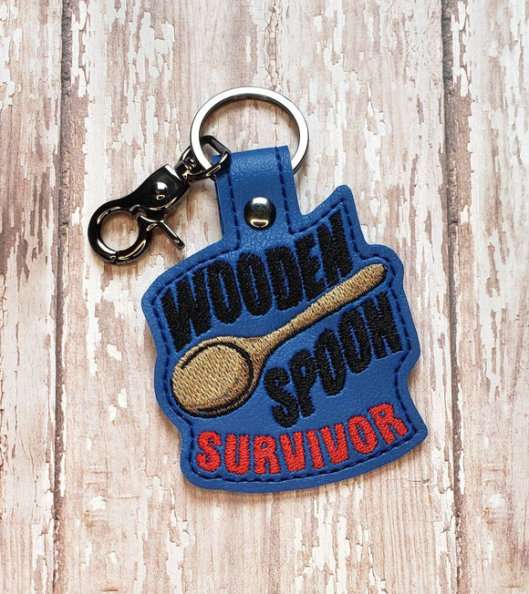 ITH Digital Embroidery Pattern for Wooden Spoon Survivor Snap Tab / Keychain, 4X4 Hoop