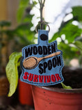 ITH Digital Embroidery Pattern for Wooden Spoon Survivor Snap Tab / Keychain, 4X4 Hoop