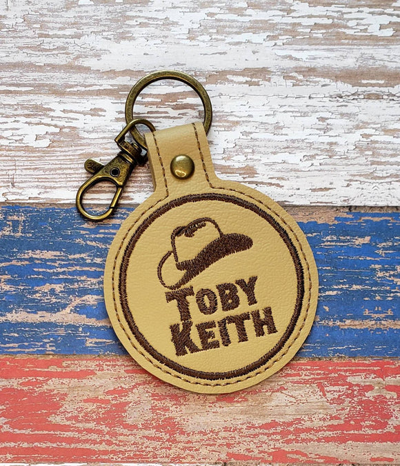 ITH Digital Embroidery Pattern for Toby Keith Snap Tab / Keychain, 4X4 Hoop