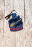 ITH Digital Embroidery Pattern for Wooden Spoon Survivor Snap Tab / Keychain, 4X4 Hoop