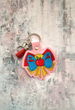 ITH Digital Embroidery Pattern for Princess Bow S White Snap Tab / Keychain, 4X4 Hoop