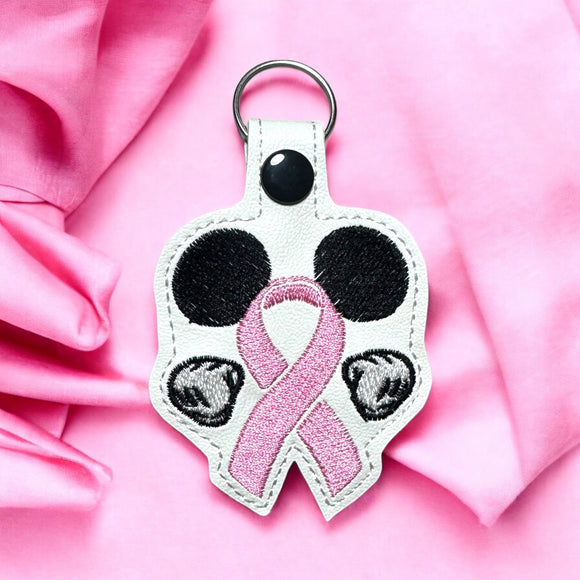 ITH Digital Embroidery Pattern for Mouse Awareness Ribbon Snap Tab / Keychain, 4X4 Hoop