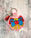 ITH Digital Embroidery Pattern for Princess Bow S White Snap Tab / Keychain, 4X4 Hoop