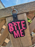ITH Digital Embroidery Pattern for Bite Me Avril Snap Tab / Keychain, 4X4 Hoop