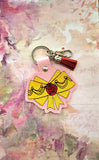 ITH Digital Embroidery Pattern for Princess Bow Belle Snap Tab / Keychain, 4X4 Hoop
