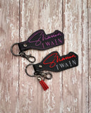 ITH Digital Embroidery Pattern for Shania Twain Snap Tab / Keychain, 4X4 Hoop