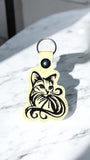 ITH Digital Embroidery Pattern for Fancy Cat Snap Tab / Keychain, 4X4 Hoop