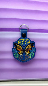 ITH Digital Embroidery Pattern for Serenity Butterfly Snap Tab / Keychain, 4X4 Hoop