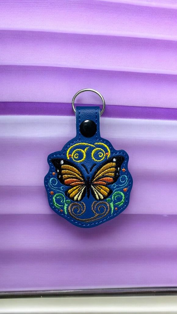 ITH Digital Embroidery Pattern for Serenity Butterfly Snap Tab / Keychain, 4X4 Hoop