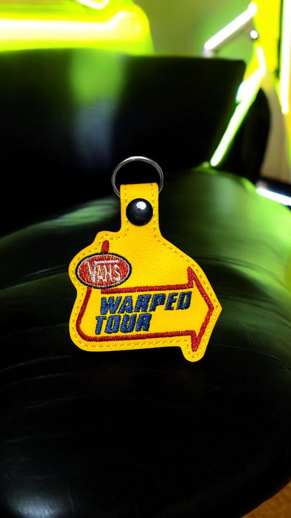 ITH Digital Embroidery Pattern for Warped Tour Snap Tab / Keychain, 4X4 Hoop
