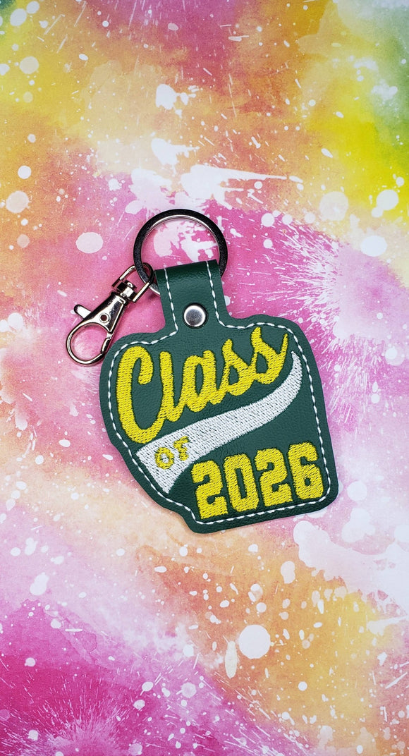 ITH Digital Embroidery Pattern for Class of 2026 Snap Tab / Keychain. 4X4 Hoop