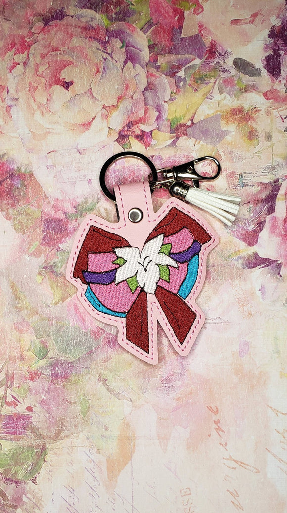 ITH Digital Embroidery Pattern for Princess Bow Mulan Snap Tab / Keychain, 4X4 Hoop