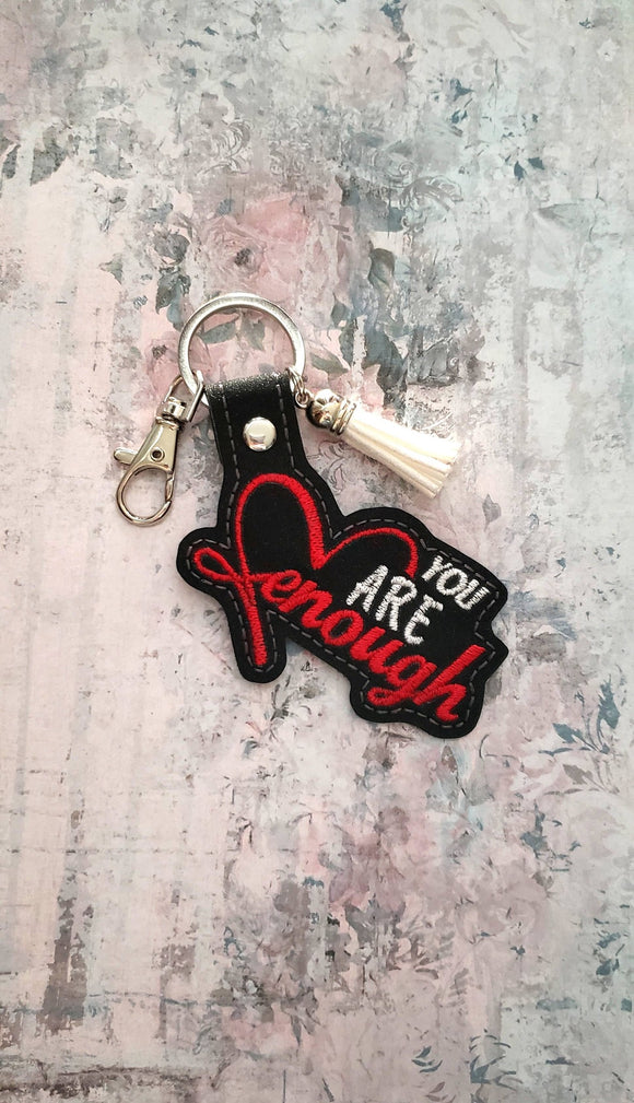 ITH Digital Embroidery Pattern for You Are Enough Snap Tab / Keychain, 4X4 Hoop
