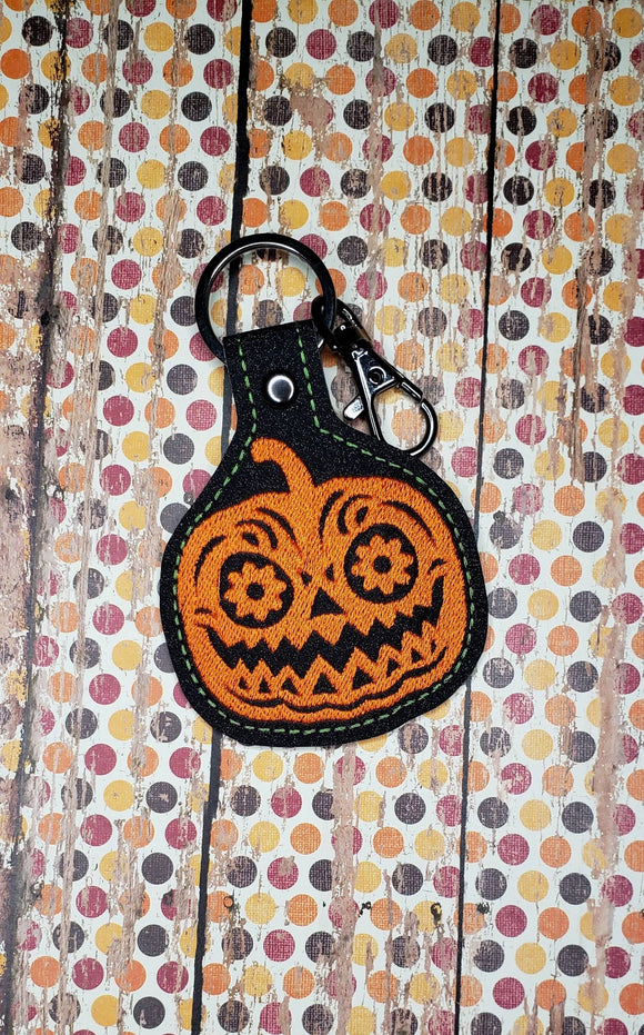 ITH Digital Embroidery Pattern for de los Muertos Pumpkin Snap Tab / Keychain, 4X4 Hoop