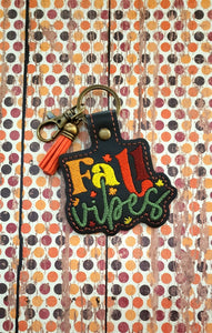 ITH Digital Embroidery Pattern for Fall Vibes Snap Tab / Keychain, 4X4 Hoop