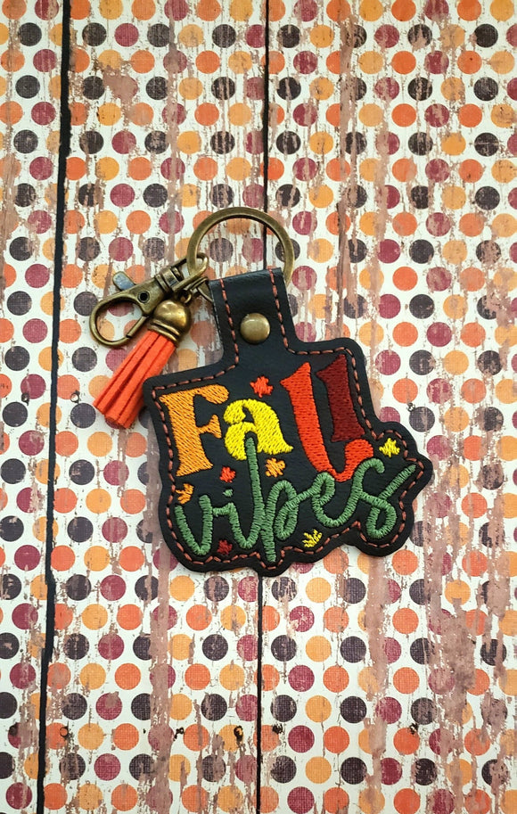 ITH Digital Embroidery Pattern for Fall Vibes Snap Tab / Keychain, 4X4 Hoop