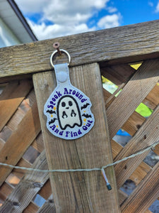 ITH Digital Embroidery Pattern for Spook Around & Find Out Applique Snap Tab / Keychain, 4X4 Hoop