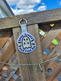 ITH Digital Embroidery Pattern for Spook Around & Find Out Applique Snap Tab / Keychain, 4X4 Hoop