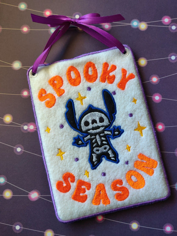 ITH Digital Embroidery Pattern for Spooky Season Stitch Applique Sign, 5X7 Hoop