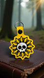 INT Digital Embroidery  Pattern for Skull Sunflower Snap Tab / Keychain, 4X4 Hoop