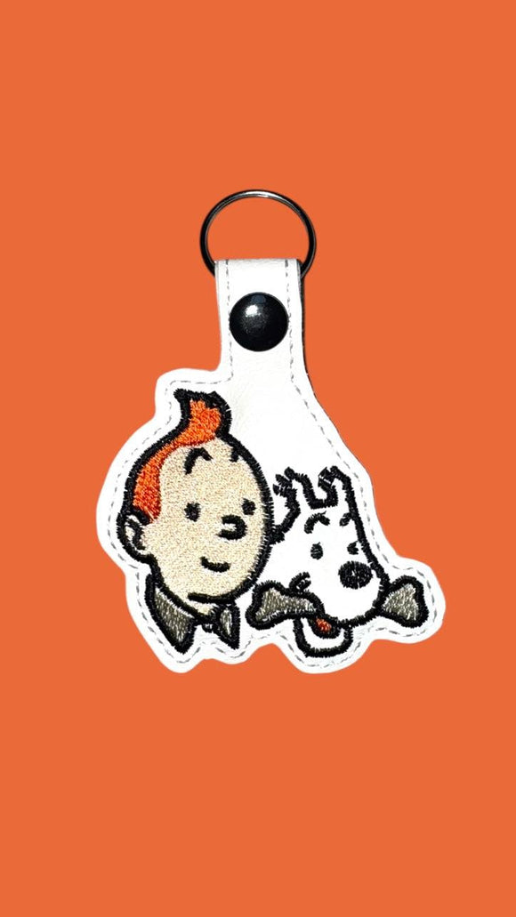 ITH Digital Embroidery Pattern for Tin Tin & Snowy Snap Tab / Keychain, 4X4 Hoop