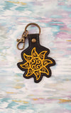 ITH Digital Embroidery Pattern for Swirl Sun Satin Outline Snap Tab / Keychain, 4X4 Hoop