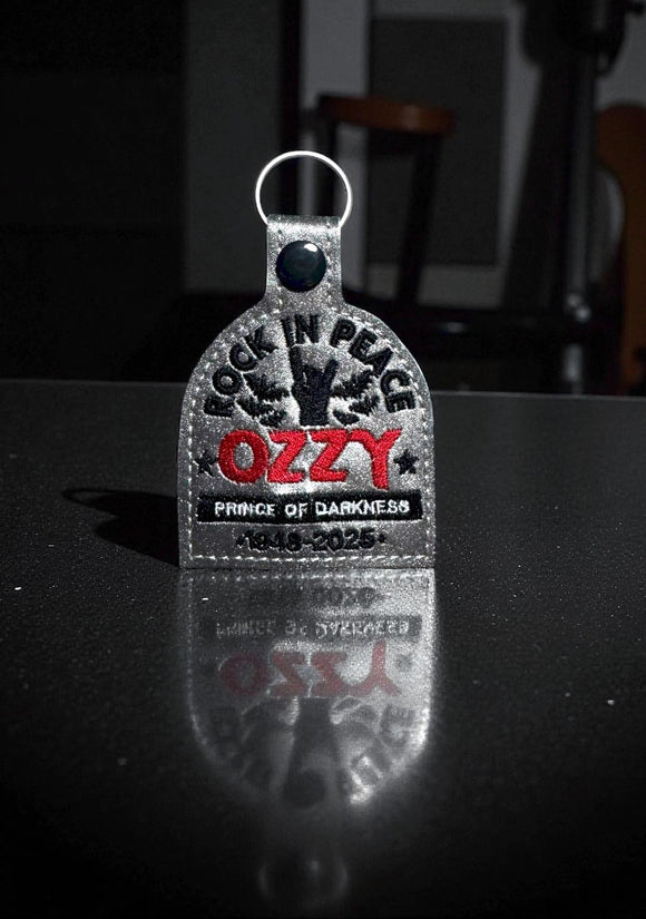 ITH Digital Embroidery Pattern for Rock In Peace OZZY Snap Tab / Keychain, 4X4 Hoop