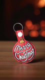 ITH Digital Embroidery Pattern for Merry Christmas Ball Snap Tab / Keychain, 4X4 Hoop