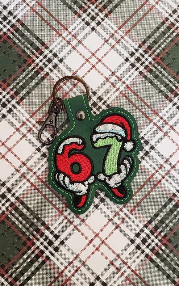 ITH Digital Embroidery Pattern for 67 Christmas Hands Snap Tab / Keychain, 4X4 Hoop