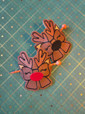 ITH Digital Embroidery Pattern for Reindeer Bow Hair Bun Holder, 4X4 Hoop