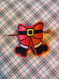 ITH Digital Embroidery Pattern for Santa Bow Hair Bun Holder, 4X4 Hoop