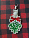 ITH Digital Embroidery Pattern for Mistletoe Snap Tab / Keychain, 4X4 Hoop