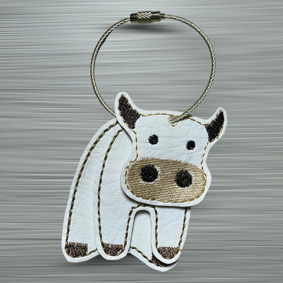 ITH Digital Embroidery Pattern for 3 Part Bull Key Chain, 4X4 or 5X7 Hoop