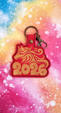 ITH Digital Embroidery Pattern for 2026 Year of The Horse Snap Tab / Keychain, 4X4 Hoop