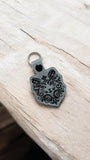 ITH Digital Embroidery Pattern for Filigree Cat Snap Tab / Keychain, 4X4 Hoop