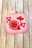 ITH Digital Embroidery Pattern for Floral With A Touch of Hearts Coaster, 4X4 Hoop
