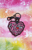 ITH Digital Embroidery Pattern for Te Quiero Heart Snap Tab ? Keychain. 4X4 Hoop