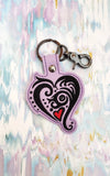 ITH Digital Embroidery Pattern for Tribal Heart 3 Snap Tab / Keychain, 4X4 Hoop