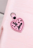 ITH Digital Embroidery Pattern for Te Amo Heart Snap Tab / Keychain, 4X4 Hoop