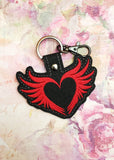 ITH Digital Embroidery Pattern for Winged Heart 2 Snap Tab / Keychain, 4X4 Hoop