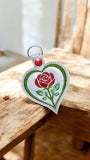 ITH Digital Embroidery Pattern for Rose in Heart Snap Tab / Keychain, 4X4 Hoop