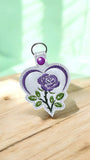 ITH Digital Embroidery Pattern for Rose With Heart 2 Snap Tab / Keychain, 4X4 Hoop